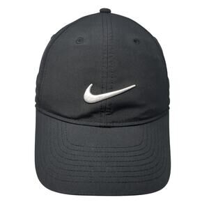 Nike Dri-Fit Strapback Baseball Cap Black One Size Adjustable Embroidered Swoosh